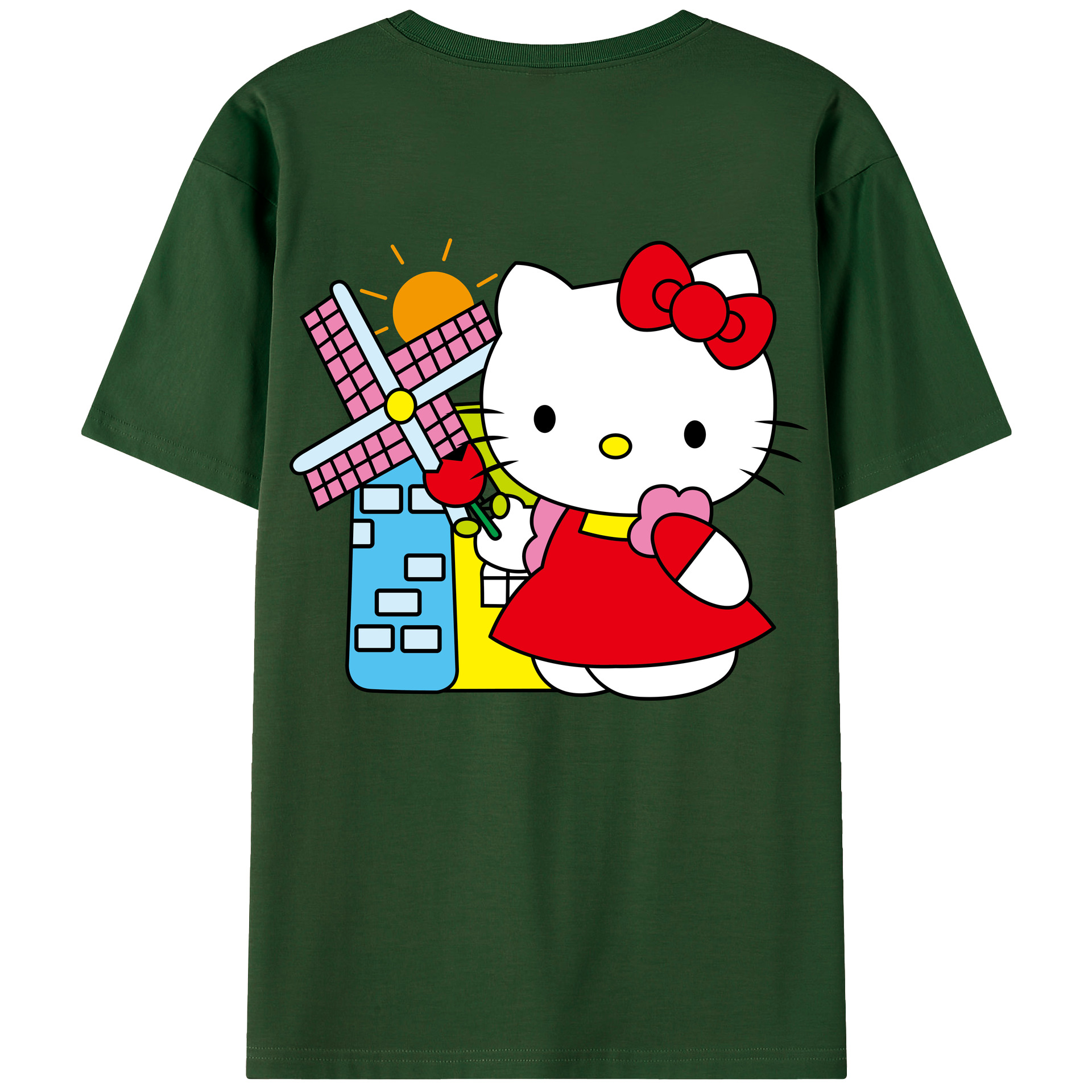 （画像用） Hello Kitty ハローキティ 綿100％半袖Tシャツ（背面プリント）